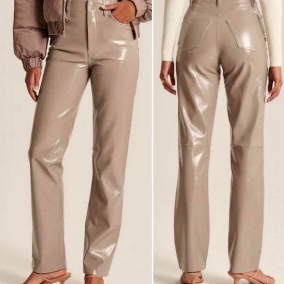 ABERCROMBIE & FITCH FAUX LEATHER THE 90s STRAIGHT ULTRA HIGH RISE SIZE 27/24R - Picture 2 of 10